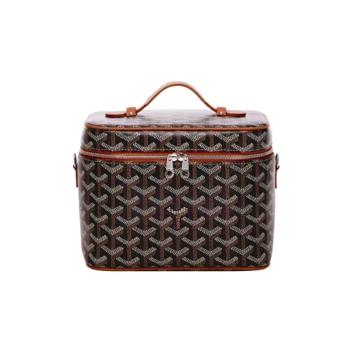 GOYARD Холст и кожа Сумка Коробка Сумка Маленькая косметичка Унисекс Черная Коричневая