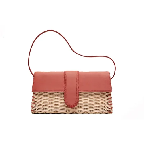 Jacquemus Прутья ивы с коровьей кожей Сумка через плечо Сумка Женская Темно-красная