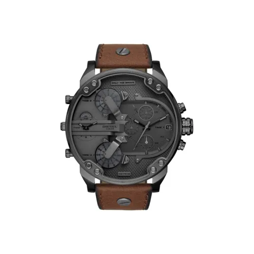 DIESEL Наручные часы Кварцевый механизм Кожаный ремешок Серый циферблат Мужские часы Dz7413