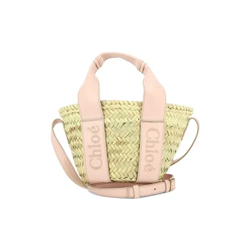 Chloe Raffia Телячья кожа Сумка через плечо Сумка Маленькая Женская Розовая