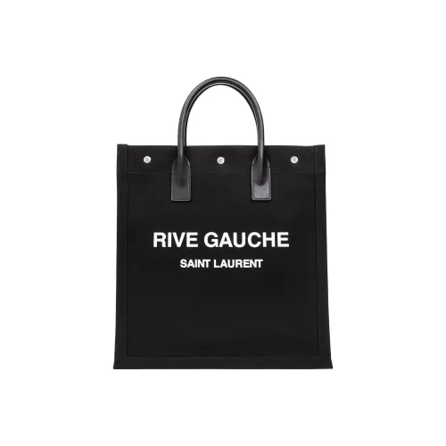 SAINT LAURENT Rive Gauche Холст Телячья кожа Тоут Сумка Сумка для покупок Холст Сумка Мужская Черная