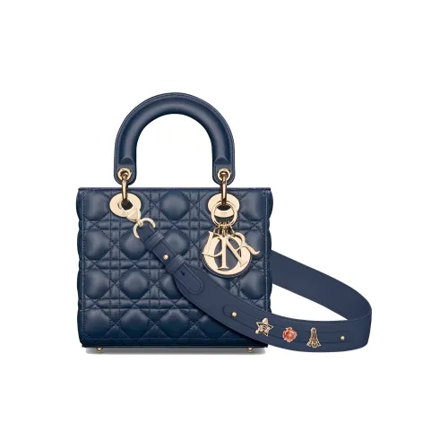 DIOR Lady Dior My ABCDior Lambskin Сумка Lady Dior Сумка через плечо Сумка Маленькая Женская Глубокое море Синий