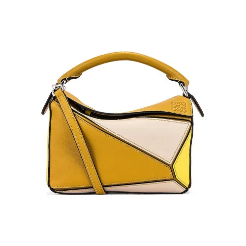 LOEWE Пазл Классический Телячья кожа Сумка Сумка через плечо Сумка через плечо Мини Женская Охра Желтый