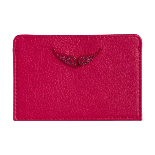 Zadig Voltaire с рельефным узором держатель для карт из телячьей кожи женский розовый