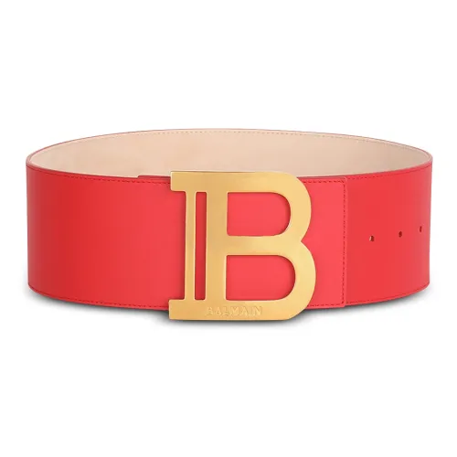 BALMAIN Буква B Логотип Smooth Clasp Кожаные ремни Женские Розовый Ширина 7,5CM