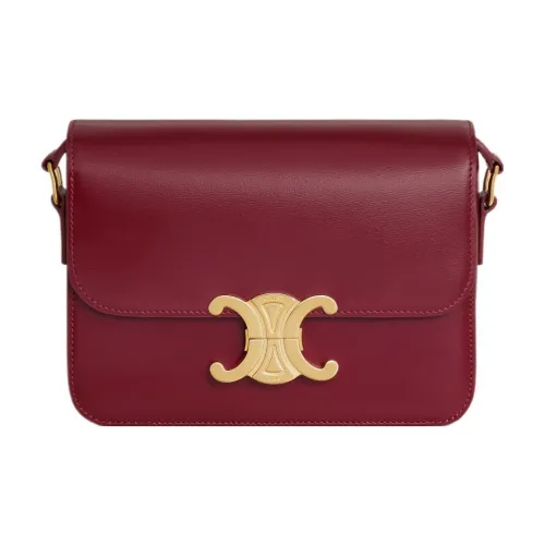 CELINE Teen Triomphe Коровья кожа Сумка через плечо Сумка на плечо Женская Темно-красный