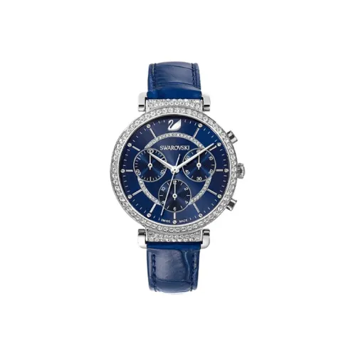 Swarovski Passage Chrono Коллекция Кварцевый механизм Женские часы 36 мм Синий циферблат Корпус из нержавеющей стали