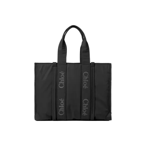 Chloe Дерево Переработанный Нейлон Тоут Сумка Сумка для покупок Сумка через плечо Сумка Большая Женская Черная