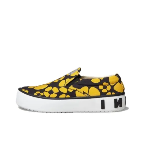 Marni Low-Top Canvas Shoes Black Yellow Men's