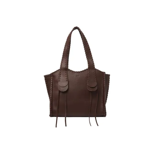 Chloe Mony Рельефная Телячья Кожа Тоут Сумка Сумка для покупок Сумка среднего размера Женская Шоколадно-коричневый