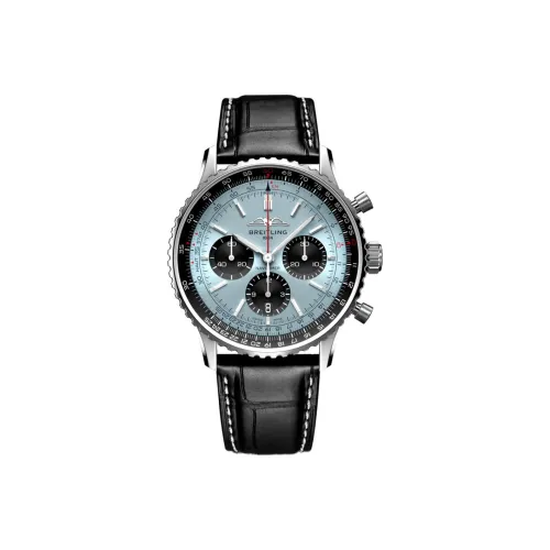 Breitling Автоматический Механический Часы Мужские 43 мм Синий Циферблат Корпус из Нержавеющей Стали Ремешок из Натуральной Кожи