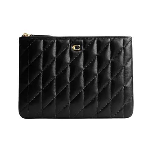 COACH Pouch Кожа Клатч Женский Черный