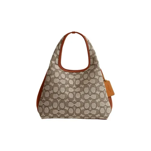 COACH LANA Жаккард с кожаными вставками Сумка через плечо средний размер умбра женская