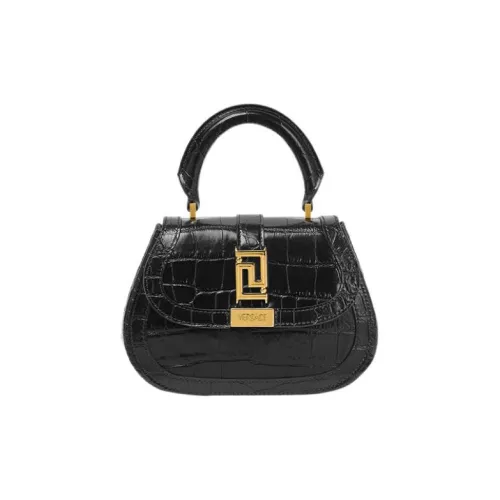 VERSACE Greca Goddess Сумка через плечо из коровьей кожи мини-сумка женская черная