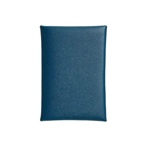 HERMES CalviDuo Madame Телячья кожа Держатель для карт Стандартный Женские S4 Темно-синий Синий