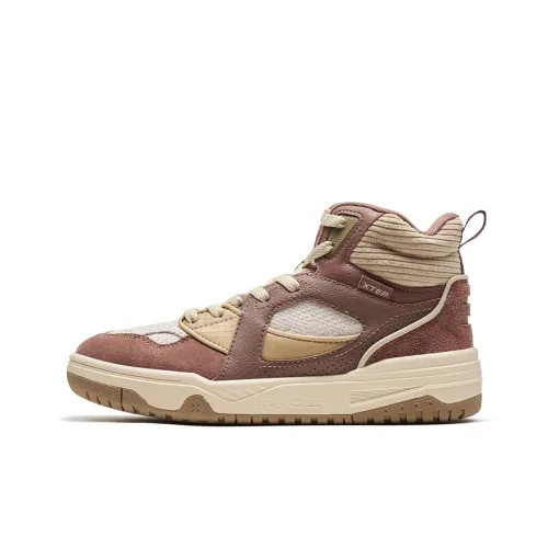 XTEP Скиталец Обувь Противоскользящие Высокие Кроссовки для скейтбординга Женские Ореховый коричневый Глина Коричневый серый