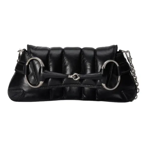 GUCCI Horsebit 1955 Кожа Репликация Плечевая Сумка Сумка через плечо Клатч Женский Черный