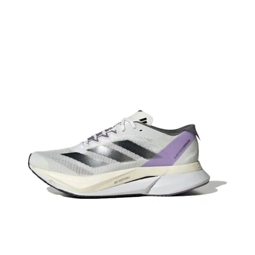 Adidas Adizero Boston 12 Low Топ Карбоновая плита Тренировки Для бега на длинные дистанции Обувь Женская Белый Черный Фиолетовый