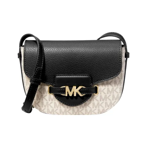 MICHAEL KORS Холст с кожей Седло Сумка Сумка через плечо Маленькая Женская Ванильный белый CAMEL Черный