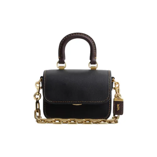 COACH Rogue Перчаточная дубленая кожа Квадратная сумка Сумка через плечо Сумка Обычный Женская Черная