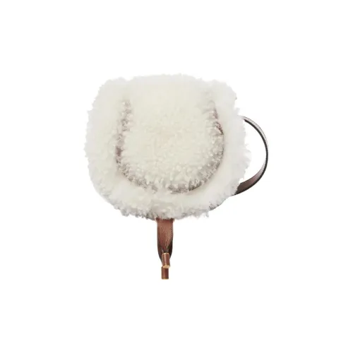 Chloe Marcie Lambskin Calfskin Saddle Bag Crossbody Bag Shoulder Bag Women's Caramel White Члои Марси Ламбскин Кофскин Седл Баг Кроссбоди Баг Шоппер Женская Карамель Белый