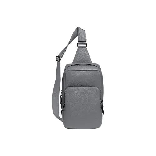 COACH Gotham Кожа и Телячья кожа Бананка Сумка через плечо Сумка-слинг Маленькая Мужская Серый