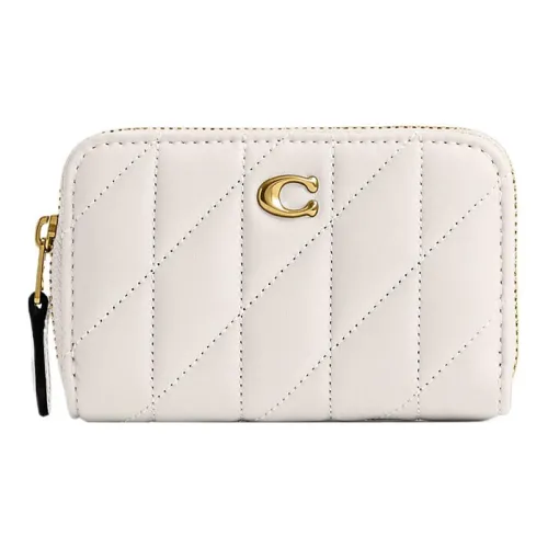 COACH Zip Around Кожа Наппа Монетница Кошелек Кошелек Стандартный Женские Белый