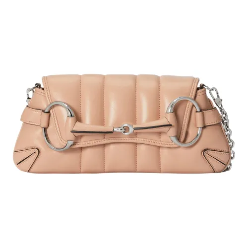 GUCCI HORSEBIT CHAIN Кожа Репликация Плечевая Сумка Сумка через плечо Клатч Маленькая Женская Розовая Бежевая