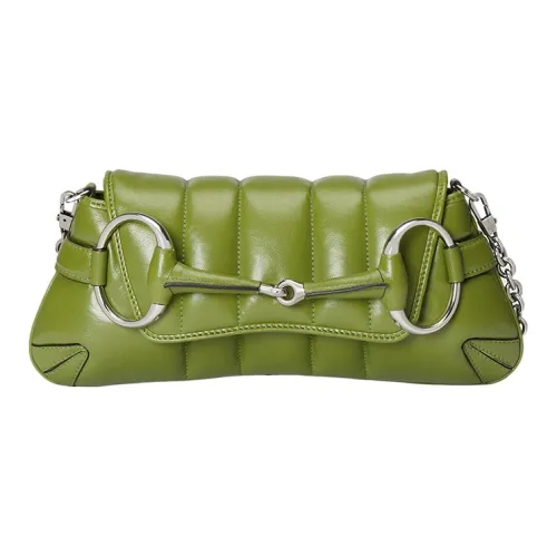 GUCCI Horsebit 1955 Кожа Репликация Плечевая Сумка Сумка через плечо Клатч Женский Зеленый