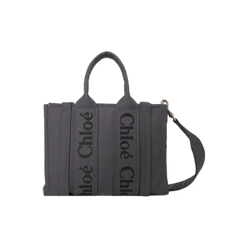 Chloe Woody Переработанный Нейлон Сумка через плечо Сумка Маленькая Женская Серого цвета