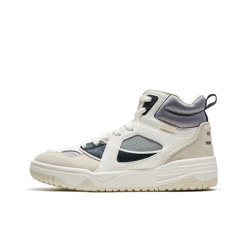 XTEP Slip-resistant Abrasion-resistant High Top Skateboard Shoes Women's Canvas White Elegant Gray Tea White XTEP Противоскользящие Износостойкие Высокие Кроссовки для Скейтбординга Женские Холщовый Белый Элегантный Серый Чайный Белый