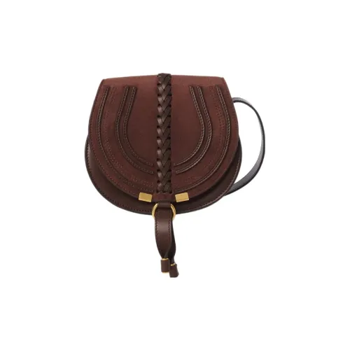 Chloe Marcie Suede Calfskin Shoulder Bag Small Women's Burgundy