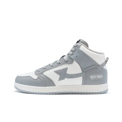 XTEP Высокие Кроссовки для Скейтбординга Мужские Пепельно-Серый Парусно-Белый