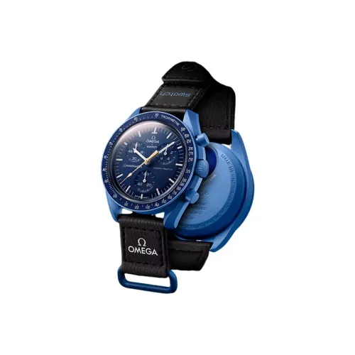 Swatch Quartz Механизм Унисекс Часы 42 мм Синий Циферблат Биокерамика Корпус Часы Нейлоновый Ремешок