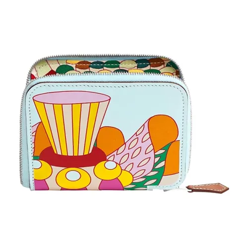 HERMES Silk'In Swift Телячья кожа Монета Кошелек Женские Пыльно-синий