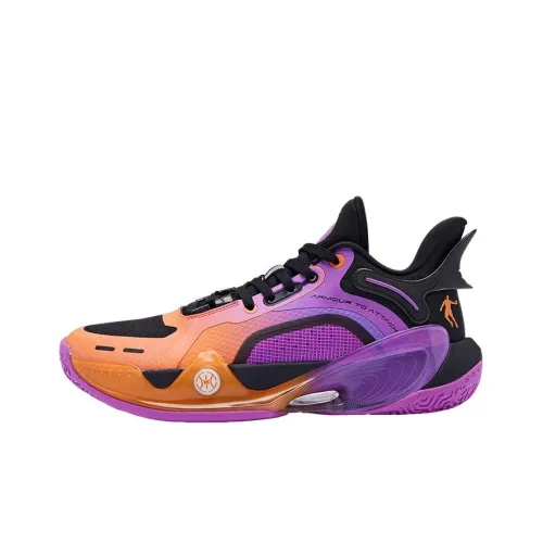 QIAODAN Battle Axe 6 Амортизаторы Slip-resistant MID Топ Баскетбольные кроссовки Мужской Пурпурно-оранжевый