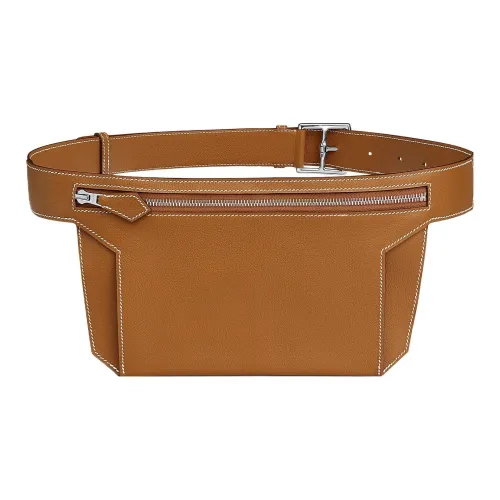 HERMES Ultrapla Evercolor Телячья кожа Бананка Унисекс 37 Золотисто-коричневый