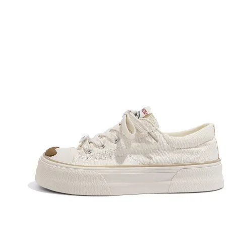HUANQIU Canvas Shoes Low Top Beige Women's