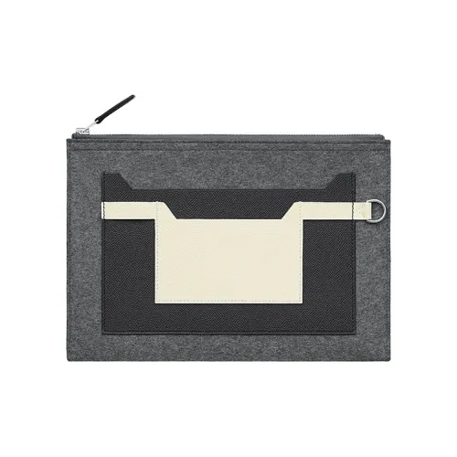 HERMES Toodoo Felt с Epsom Calfskin Clutch Men's Light Gray