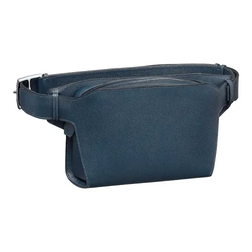 HERMES Cityslide Телячья кожа Бананка Мужской 7L BLEU DE Malte Malta Синий