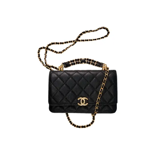 CHANEL 22K Осень и Зима С рельефом Тисненая Коровья Кожа Сумка через плечо Сумка на плечо Женская Черная