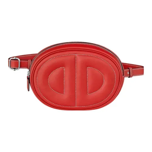 HERMES In The Loop Swift Кожа Свиной нос Слинг-сумка Сумка на пояс Женские Оранжево-красный