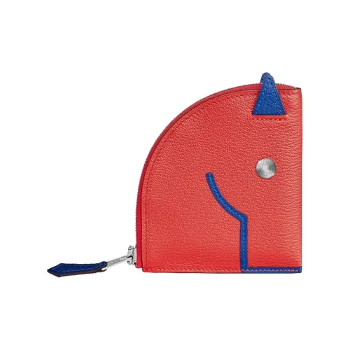 HERMES Paddock Mysore Шевро Кошелек Мелочь Кошелек Женские Оранжево-красный