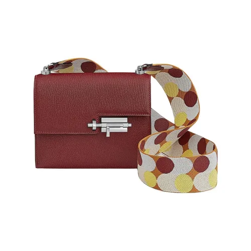 HERMES Verrou Mysore Chevro с холщовой сумкой Verrou сумка через плечо женская красная