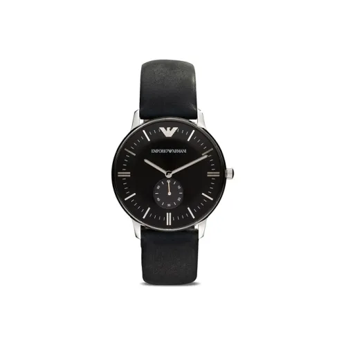 EMPORIO ARMANI Наручные часы Кварцевый механизм Кожаный ремешок 40 мм Черный циферблат Мужские часы