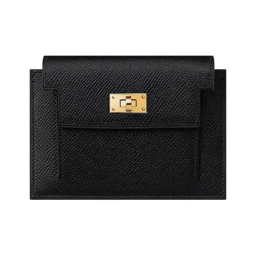 HERMES Kelly Pocket Epsom Телячья кожа Кошелек Женские 89 Черный