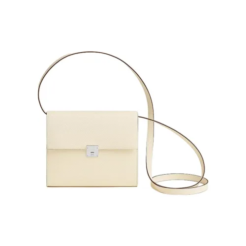 HERMES Clic Эпсомская кожа Сумка через плечо Женская Кремово-белая