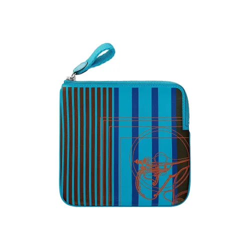 HERMES Carre Pocket Swift Телячья кожа Длинный клатч Женский Оранжевый Синий