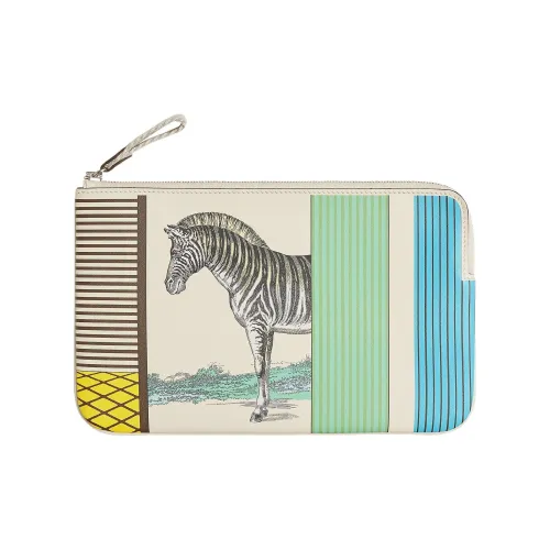 HERMES Carre Pocket Swift Телячья кожа Клатч Женская Белый Серый