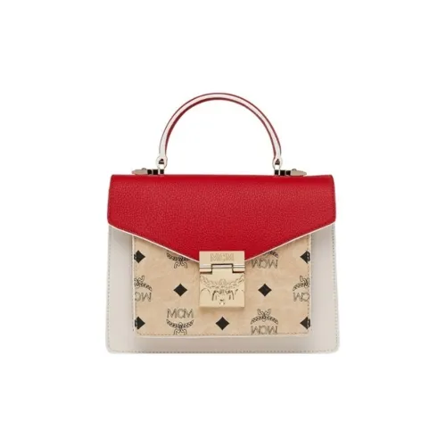 MCM Patricia Visetos Коровья кожа Сумка через плечо Сумка Обычный Женский Бежевый Красный